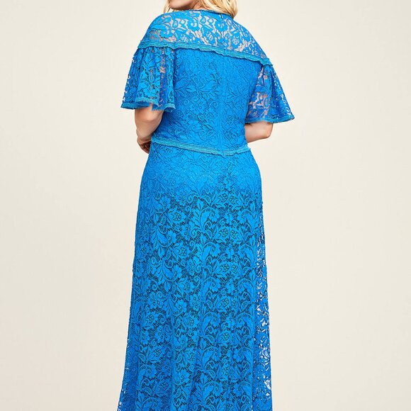 Tadashi Shoji Blue Lace Evening Gown Plus Size, size 20 , BBY18221LQ - Picture 3 of 3